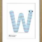 Illustrated print that says w is for worm available to buy from Blackbird Design Shop